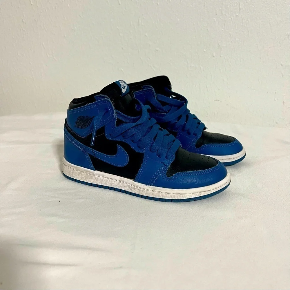 Jordan Air 1 Retro High OG (PS) 13c ‘Dark Marina Blue' Blk/Wht AQ2665-404 EUC